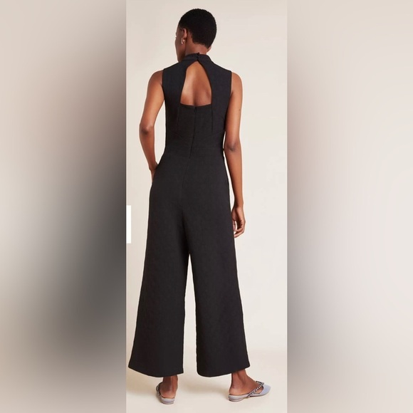 ANTHROPOLOGIE Sz XL Charley Mock Neck Keyhole Back Pockets Wide Leg Jumpsuit NEW - Picture 2 of 16